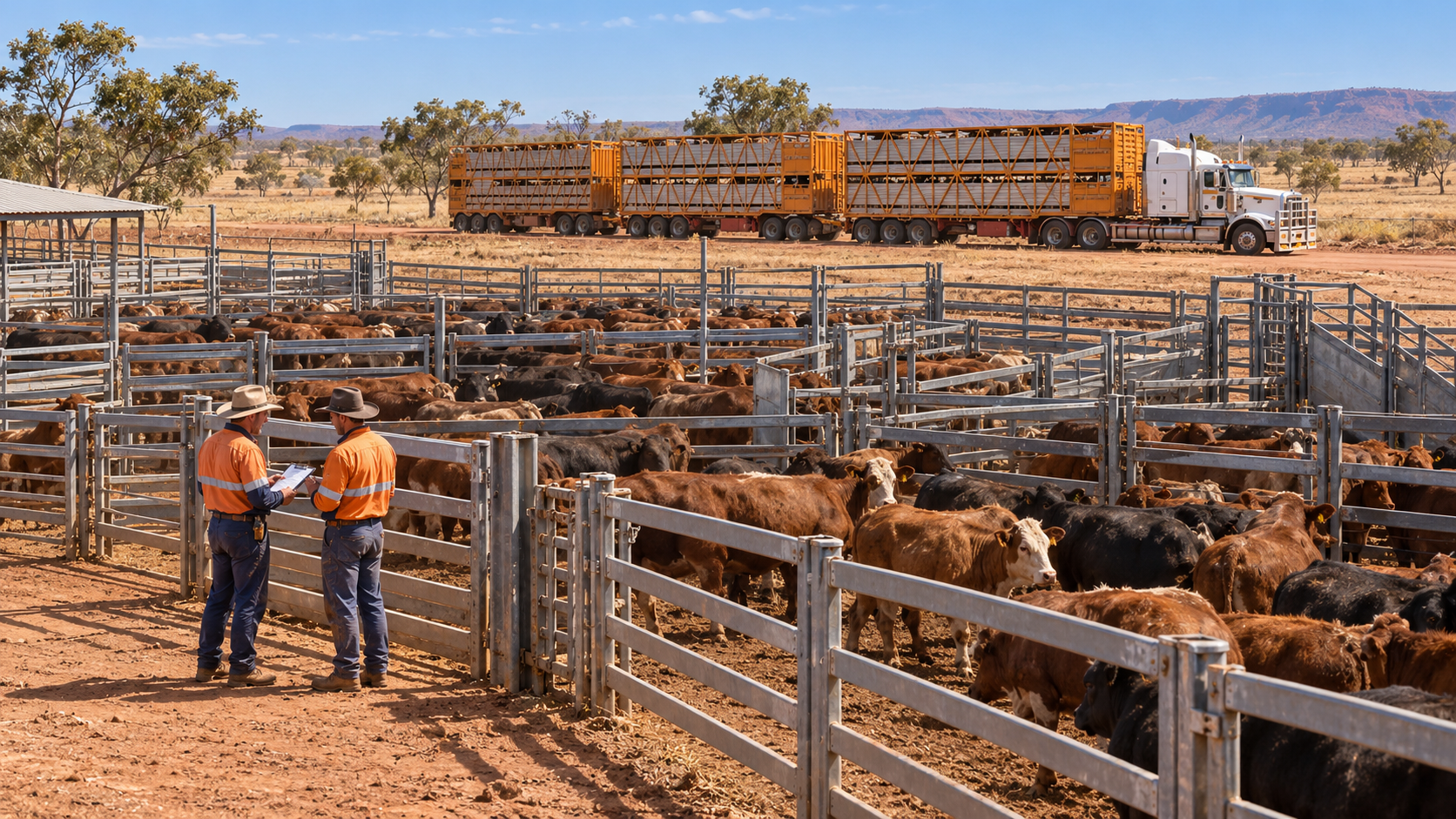 Outback Cattle Yard and Road Train