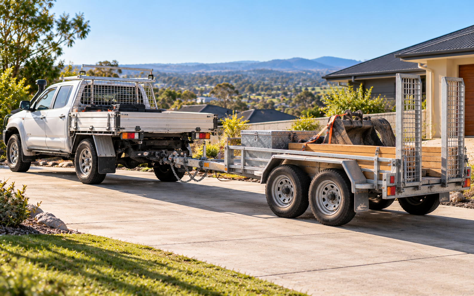 Ute and Loaded Work Trailer